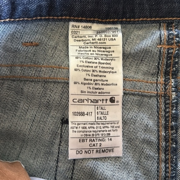 Carhartt Women's Flame Resistant Rugged Flex Original Fit Jean Size 6 Tall - Picture 4 of 9